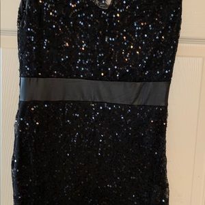Sparkling black evening dress.